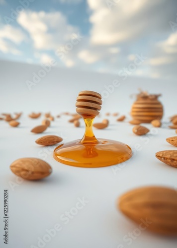 Honey and almond nuts or 