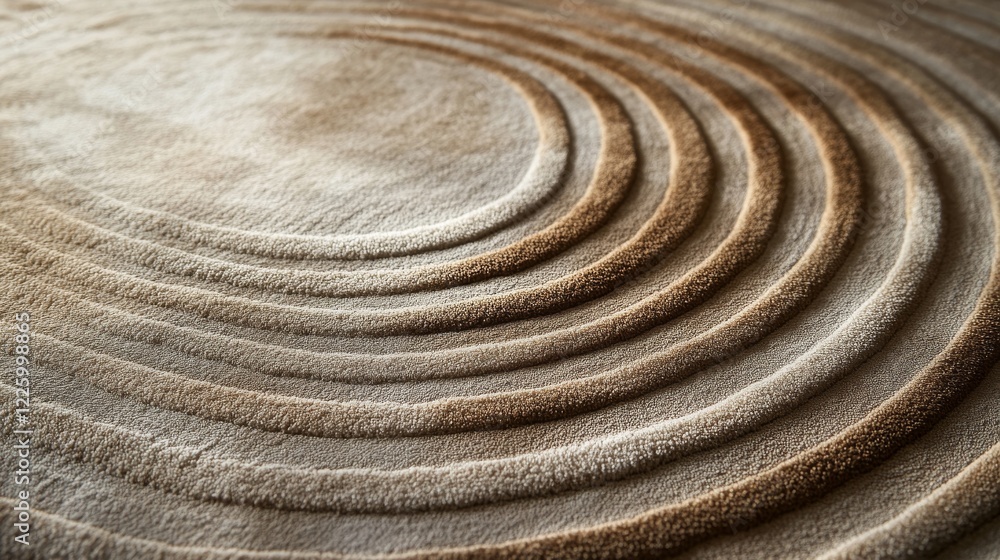 Textured Rug with Concentric Circular Patterns in Beige and Brown Textured Rug with Concentric Circular Patterns in Beige and Brown