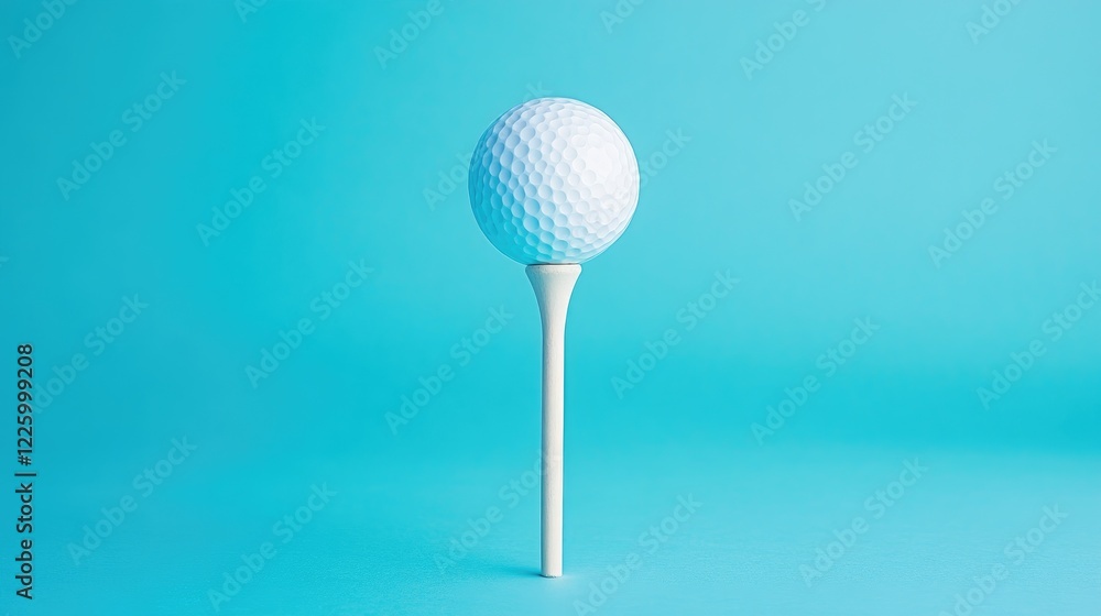 A perfectly clean and white golf ball sitting on a fresh tee. A perfectly clean and white golf ball sitting on a fresh tee.