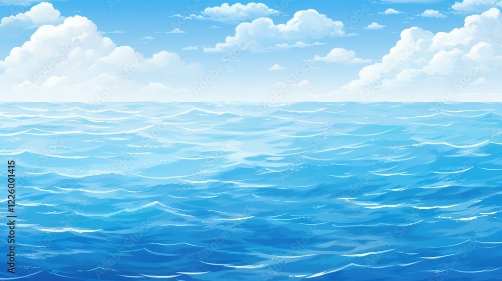 A serene seascape featuring soft clouds drifting in a bright blue sky, perfect for a calming backdrop. A serene seascape featuring soft clouds drifting in a bright blue sky, perfect for a calming backdrop.