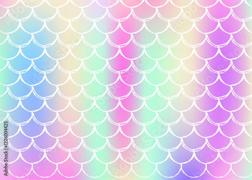 Holographic scale background with gradient mermaid.