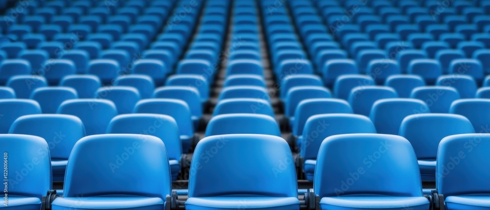 Rows of Empty Blue Seats in a Stadium During a Quiet Moment Before an Event or Performance Rows of Empty Blue Seats in a Stadium During a Quiet Moment Before an Event or Performance