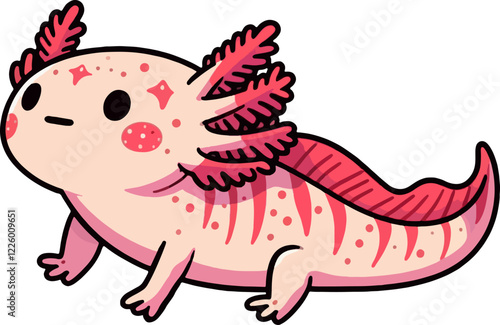 cute cartoon vector axolotl isolated on the white background 
