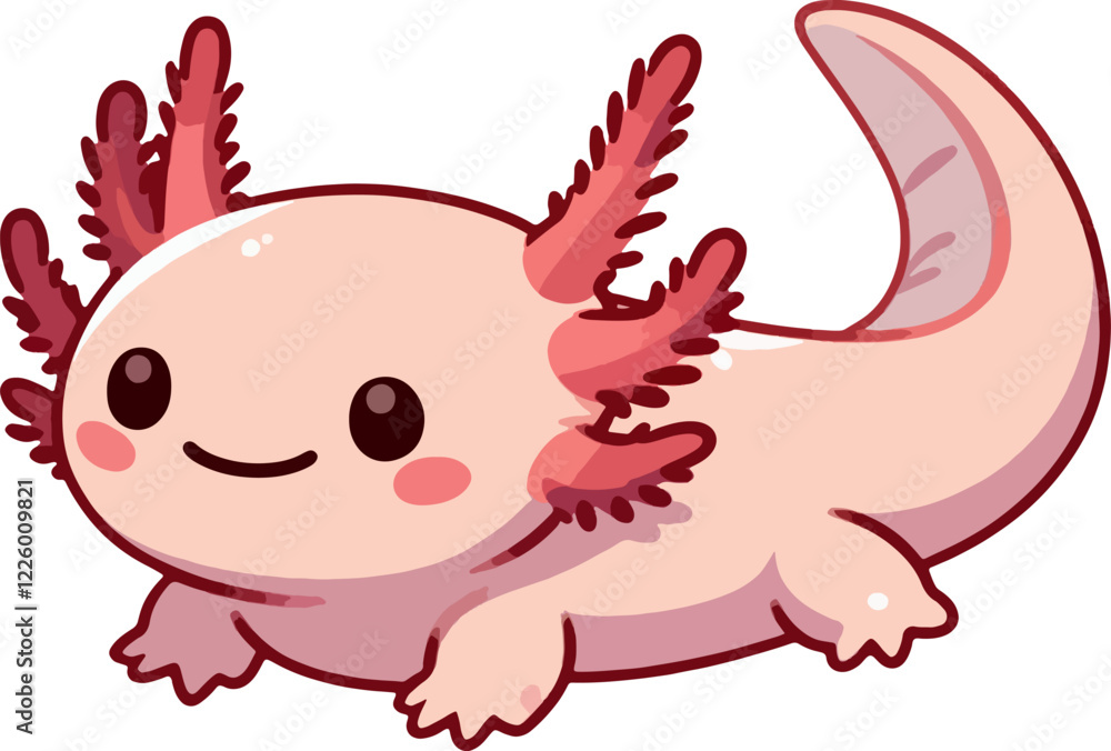 cute cartoon vector axolotl isolated on the white background cute cartoon vector axolotl isolated on the white background