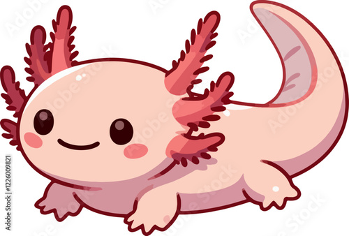 cute cartoon vector axolotl isolated on the white background 