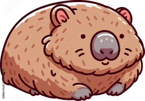 cute cartoon vector wombat isolated on the white background 
