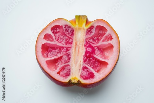 Fresh garcinia cambogia fruit slices, isolated on white background, vibrant green and yellow colors, weight loss concept photo