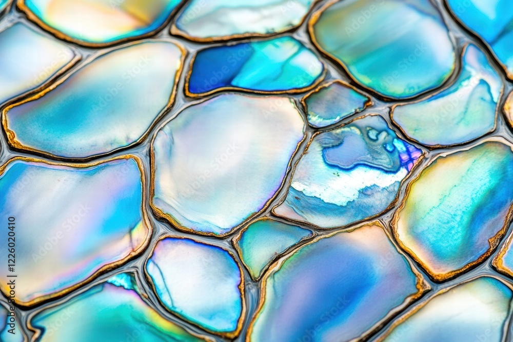 Close-up view of an abalone shell highlighting natural textures and soft iridescent highlights in faded jewel tones Close-up view of an abalone shell highlighting natural textures and soft iridescent highlights in faded jewel tones
