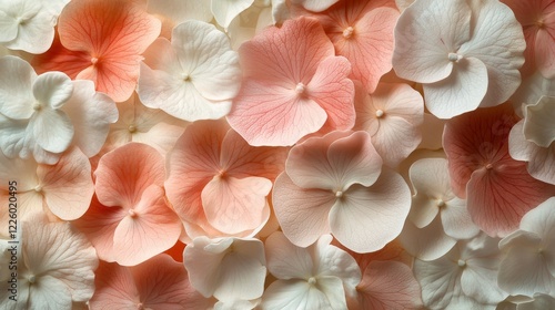 Delicate Hydrangea Petals Soft Peach and White Hues