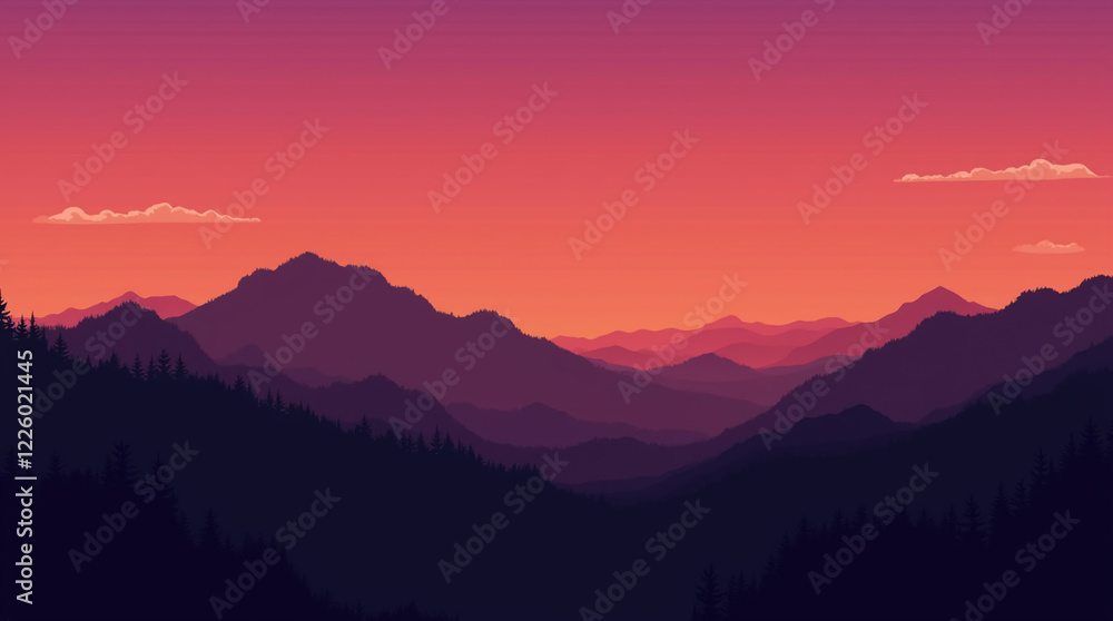An abstract, minimalistic sunset with gradients of orange, pink, and purple blending into the horizon. An abstract, minimalistic sunset with gradients of orange, pink, and purple blending into the horizon.