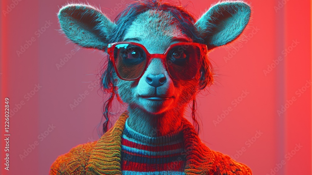 Neon Nights: A Stylish Fawn in Retro Shades Neon Nights: A Stylish Fawn in Retro Shades