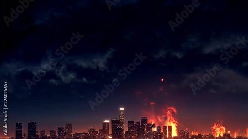 Apocalyptic Skies: Asteroid Storm Over a Modern City
