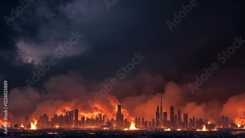 Apocalyptic Skies: Asteroid Storm Over a Modern City