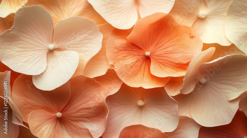 Delicate Peach Hydrangea Petals Close Up