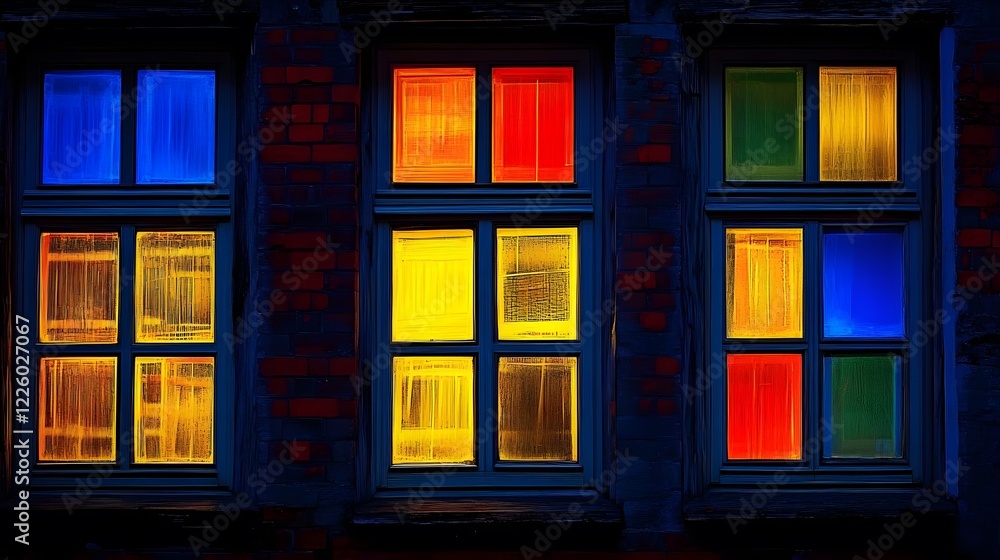 Vibrant Night Windows, Colorful Glass Pane Lights Vibrant Night Windows, Colorful Glass Pane Lights