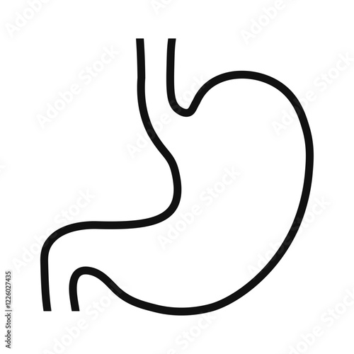 Human Stomach icon flat outline style. Internal organ, human gastrointestinal tract. Stomach pain and heartburn symbol. Digestive disease. Gastritis and acid reflux concept. Vector illustration.