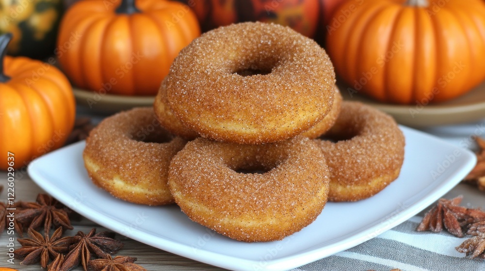 Delicious Autumn Spice Donuts with Pumpkins Delicious Autumn Spice Donuts with Pumpkins