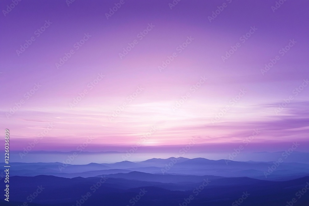 Obraz premium Serene twilight landscape showcasing rolling hills under a vibrant purple sky at sunset