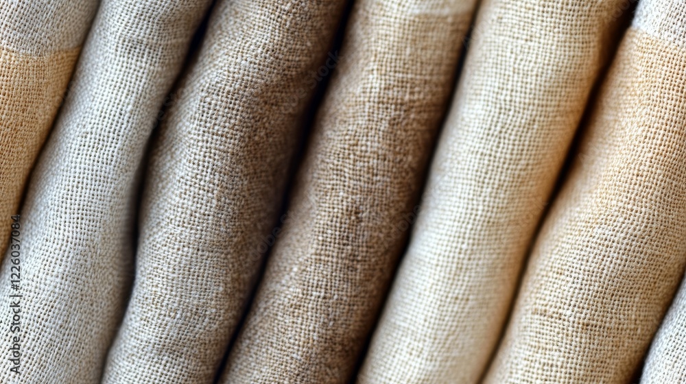 Fototapeta premium Rolled Beige and Brown Linen Fabric Texture