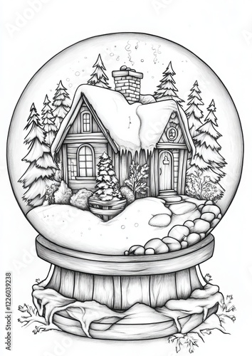 Wallpaper Mural Enchanted Cottage Snow Globe Coloring Pages Torontodigital.ca
