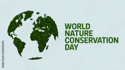 World Nature Conservation Day celebration with green leaves forming a globe