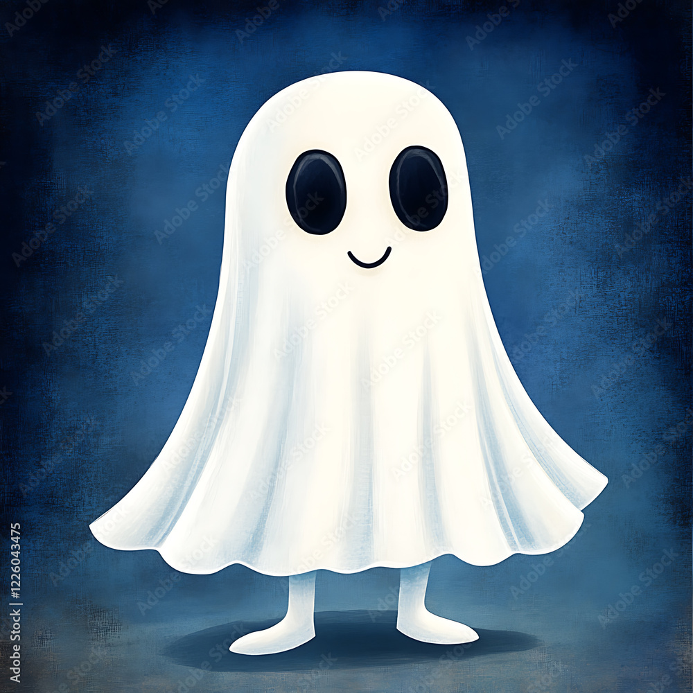 Friendly Cartoon Ghost with a Smile Friendly Cartoon Ghost with a Smile