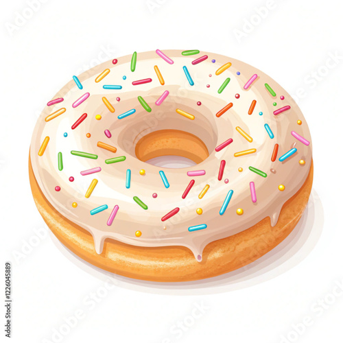donut with bright and colorful sprinkles isolated with a white background. vector illustration.