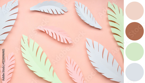 Paper tropical leaves on pi...