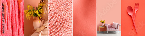Set of photos in coral colors