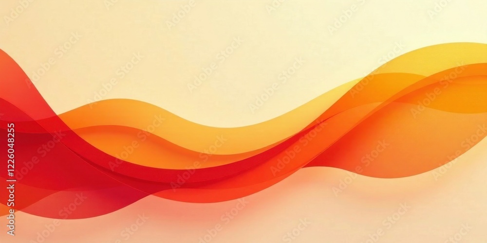 Fototapeta premium Abstract Warm-toned Wave Design Fluid Orange and Red Curves on a Pale Background