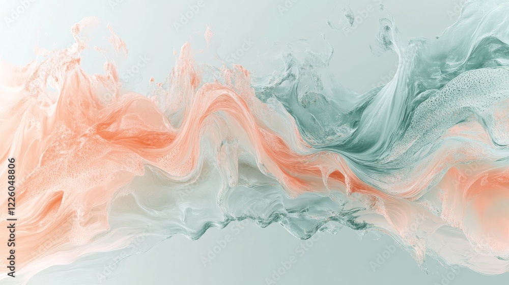 Fototapeta premium Abstract Pastel Waves Fluid Art Painting