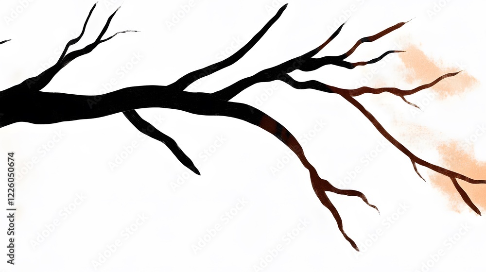 Abstract Tree Branch Minimalist Art Painting Abstract Tree Branch Minimalist Art Painting