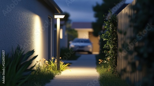 Wallpaper Mural Nighttime Pathway Lighting Illuminates Residential Driveway Torontodigital.ca
