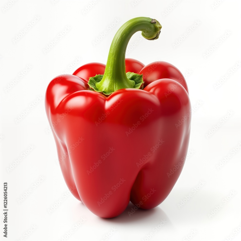 Fresh red bell pepper isolated on white background. Vibrant red color. Healthy vegetable. Perfect food ingredient. Close-up view. Natural object. Ideal for food photography. Bright colors. Freshness Fresh red bell pepper isolated on white background. Vibrant red color. Healthy vegetable. Perfect food ingredient. Close-up view. Natural object. Ideal for food photography. Bright colors. Freshness