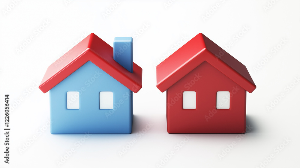 3d red houses on white background 3d red houses on white background