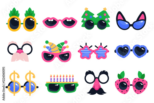 Colorful carnival eyeglasses for purim festival, funny party show goggles, masquerade accessory set