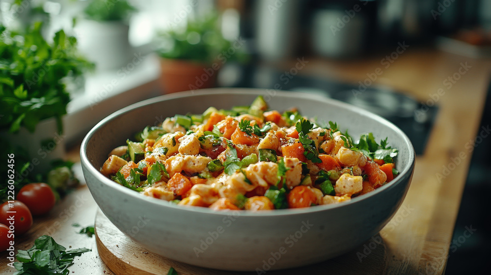 Delicious healthy vegetable salad vibrant colors fresh ingredients