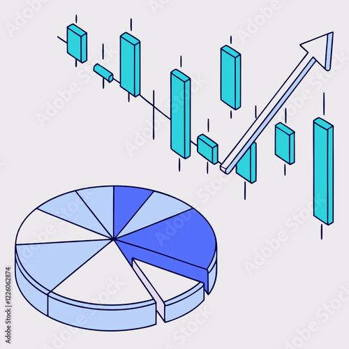 Isometric Financial Charts: Growth and Market Share Analysis