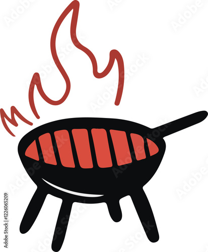 barbecue grill with flames