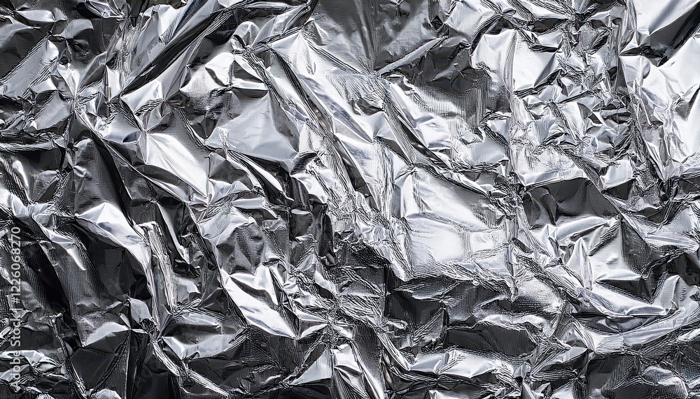 Lustrous Silver Foil Texture against a Metallic Backdrop, Depicting the Mystique of Industrial Minimalism in a HighTech Setting Lustrous Silver Foil Texture against a Metallic Backdrop, Depicting the Mystique of Industrial Minimalism in a HighTech Setting