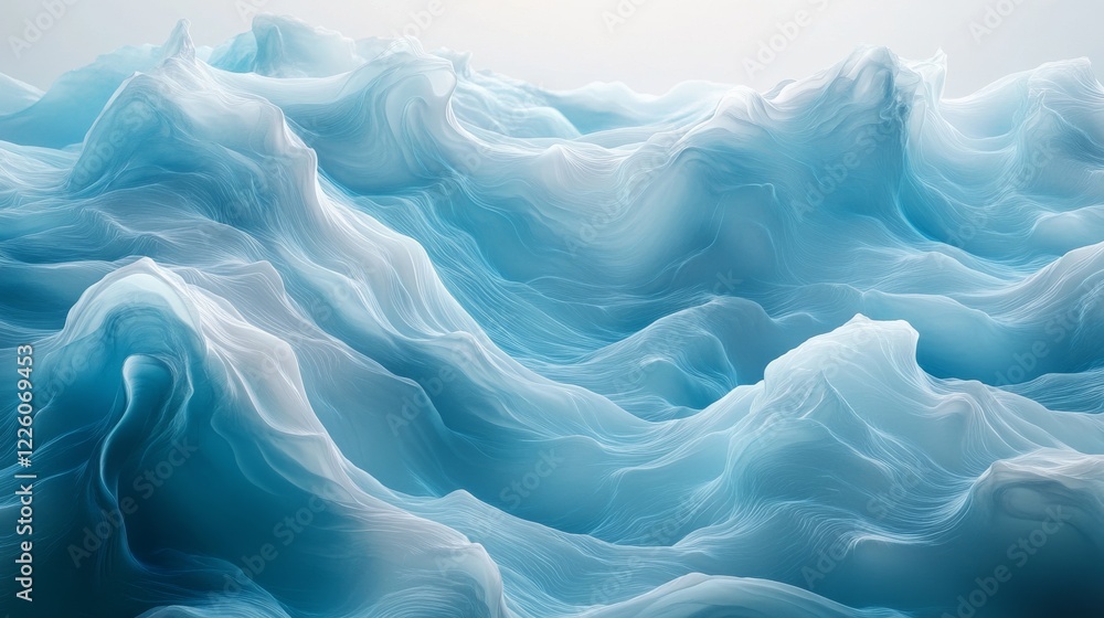 Obraz premium Abstract Blue Wavelike Landscape Formation