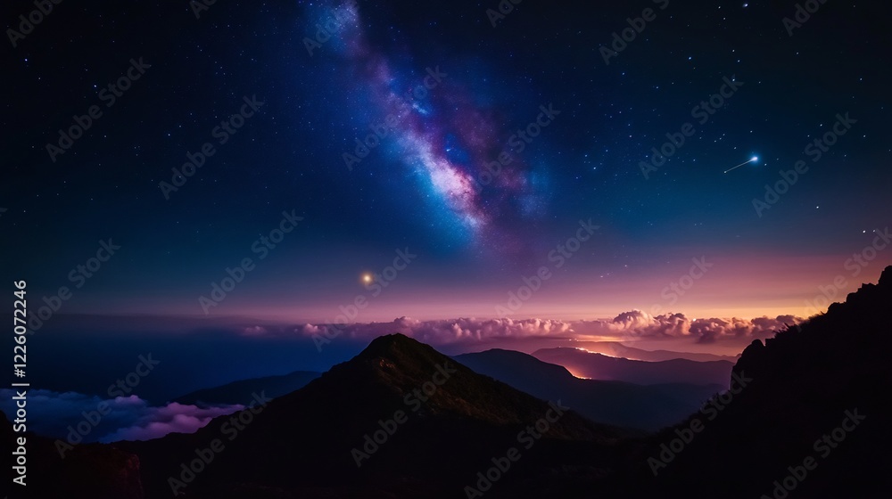 Milky Way Galaxy Over Majestic Mountains Milky Way Galaxy Over Majestic Mountains