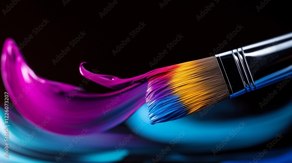 Fototapeta premium Vibrant Paintbrush Stroke: A Symphony of Colors