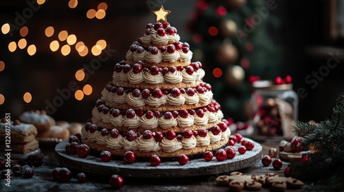 Festive Cranberry Christmas Tree Cake photo