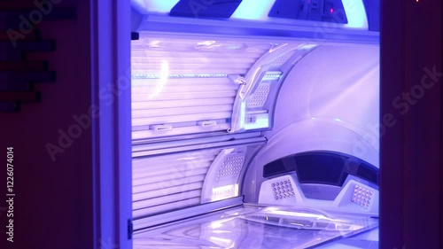 Tanning Beauty Salon Bed Open Glowing Ultraviolet Radiation Light Electronic