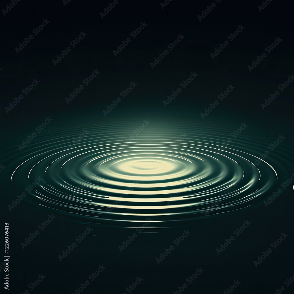 Fototapeta premium Abstract dark water ripples, concentric circles, light reflection.