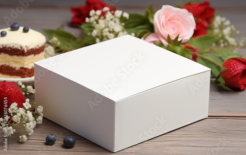 blank white paper box for cake packaging