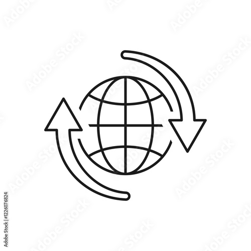 Earth in circular arrow. World rotation icon design isolated on white background. Vector illustration