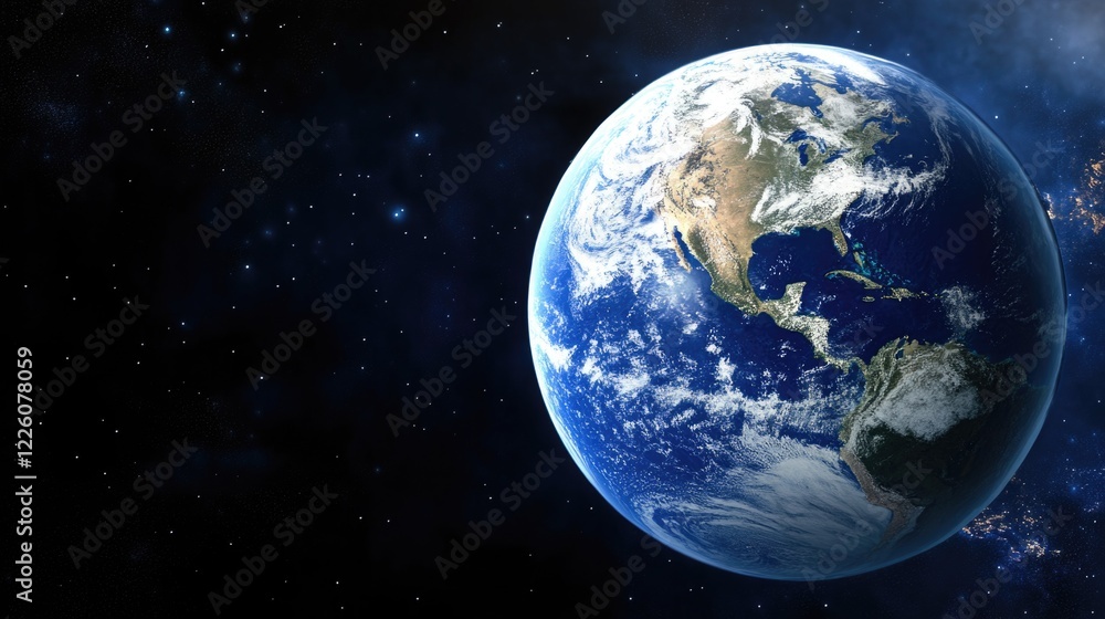 Fototapeta premium Stunning view of earth from space highlighting continents and oceans