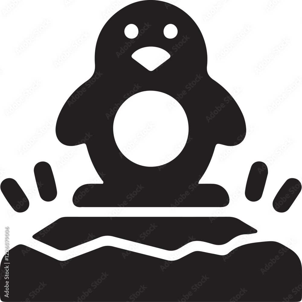 An illustration of a penguin standing on a rock An illustration of a penguin standing on a rock